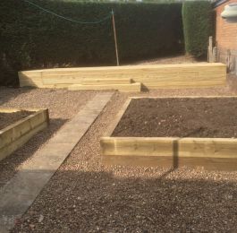 Raised flower beds/ vegetable plot made from sleepers: Click Here To View Larger Image