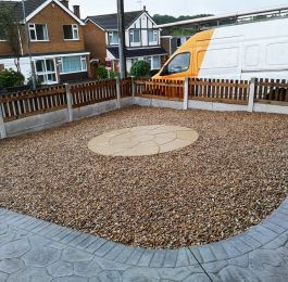 Gravel with stone circle. Low maintenance
: Click Here To View Larger Image